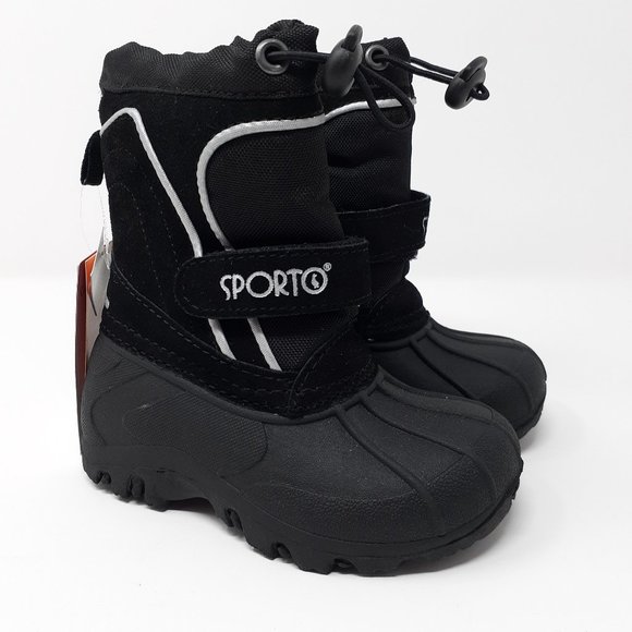 SPORTO Boys Suede Snow Boots | Toddler Size 5–6 | NWT | Black - Picture 1 of 6